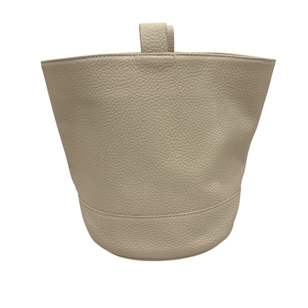 Simon Miller Beige Pebbled Leather Bonsai Bucket Bag Top Handle Medium Logo